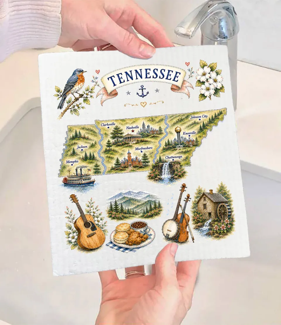 Avery Lane Gifts Tennessee State Map karklud 17x20 cm komposterbar