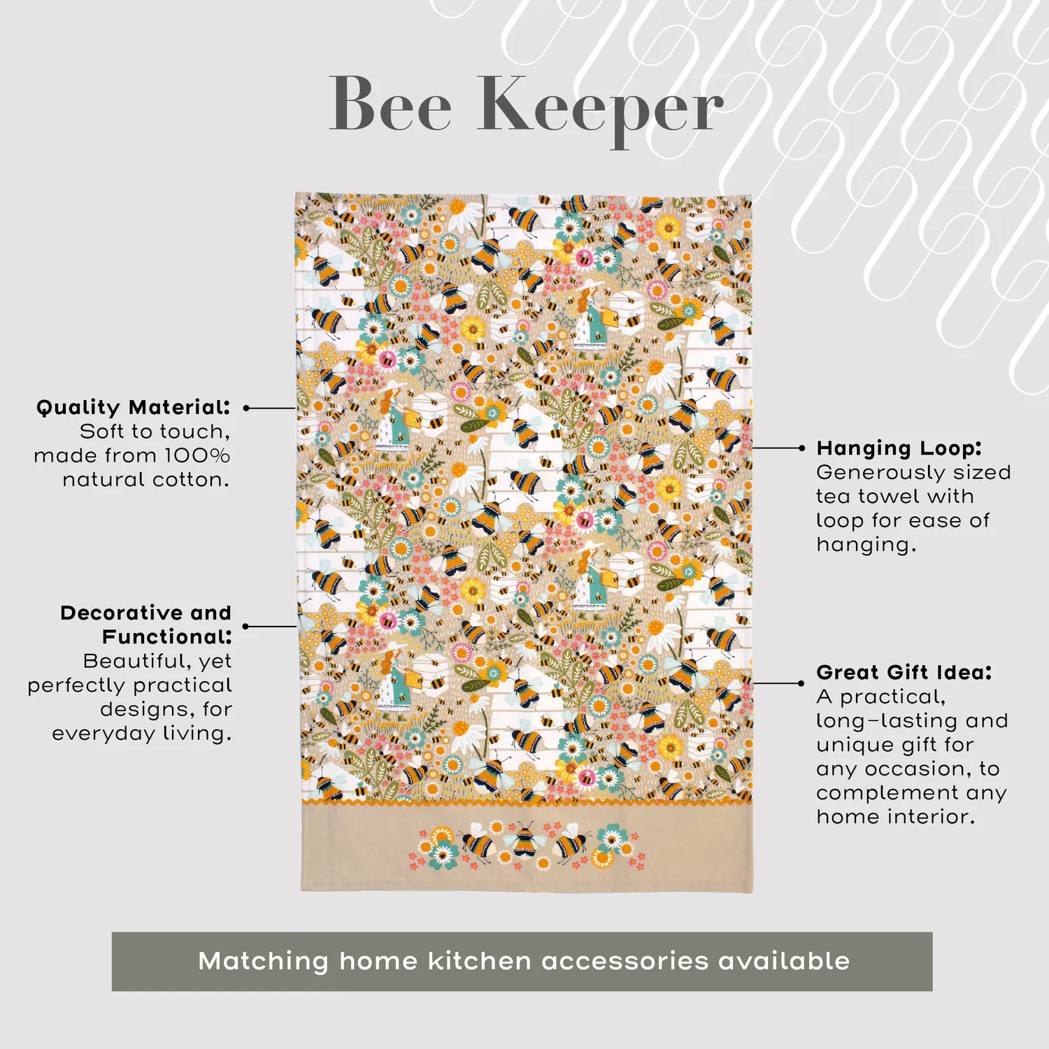 Ulster Weavers Bee Keeper viskestykke natural 100% bomuld