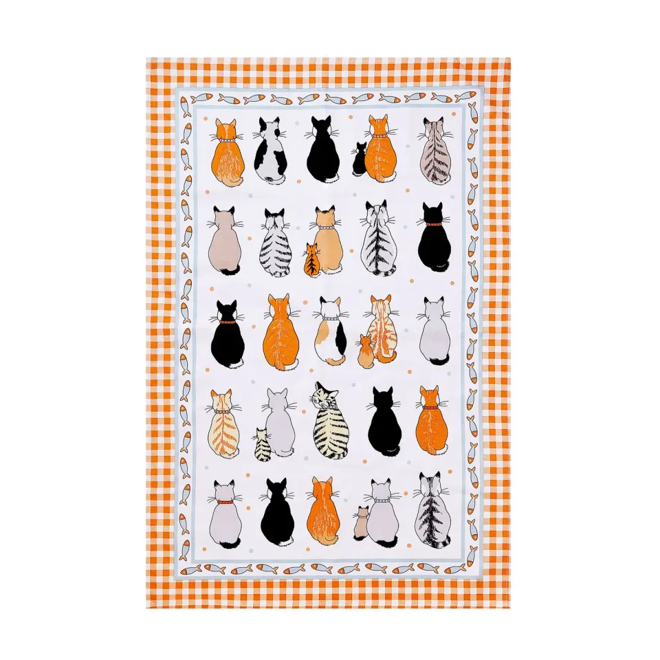 Ulster Weavers Cats in Waiting viskestykke orange 100% bomuld