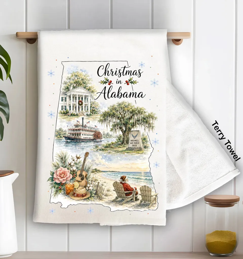 Avery Lane Gifts Christmas in Alabama køkkenhåndklæde 71x46 cm