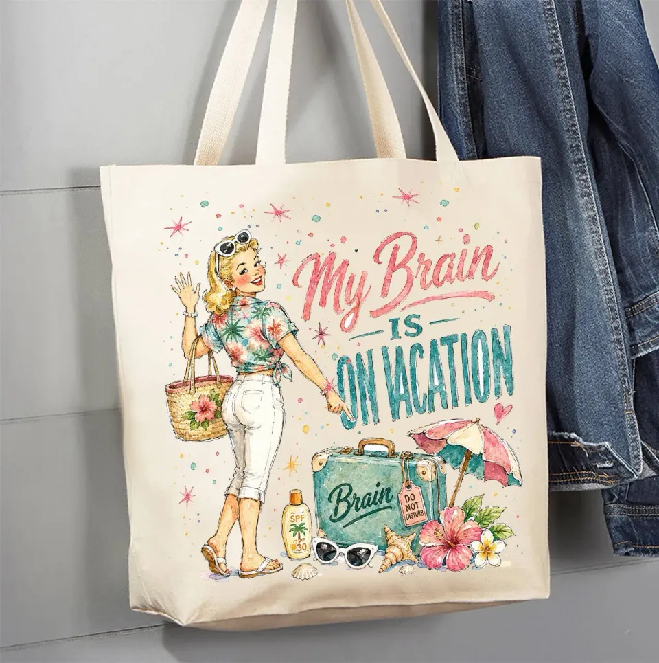 Avery Lane Gifts My Brain Vacation mulepose 41x38 cm bomuld