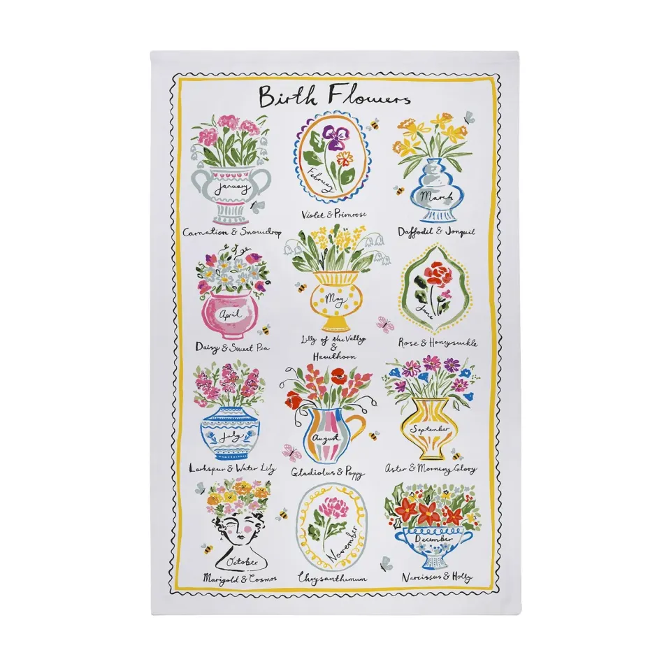 Ulster Weavers Birth Flowers viskestykke flerfarvet bomuld