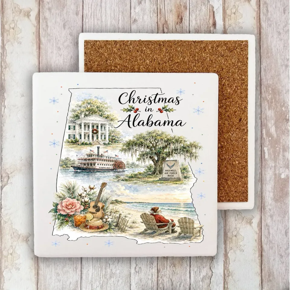 Avery Lane Gifts Christmas in Alabama bordskåner sten 10x10 cm