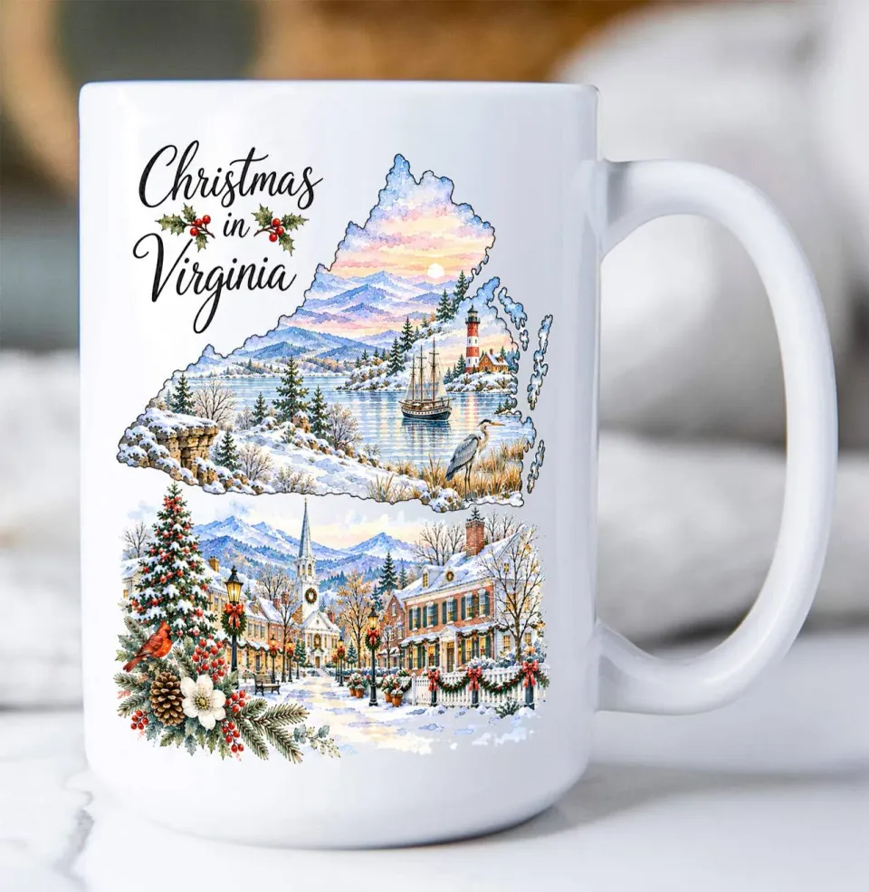 Avery Lane Gifts Christmas in Virginia State Map krus 443 ml