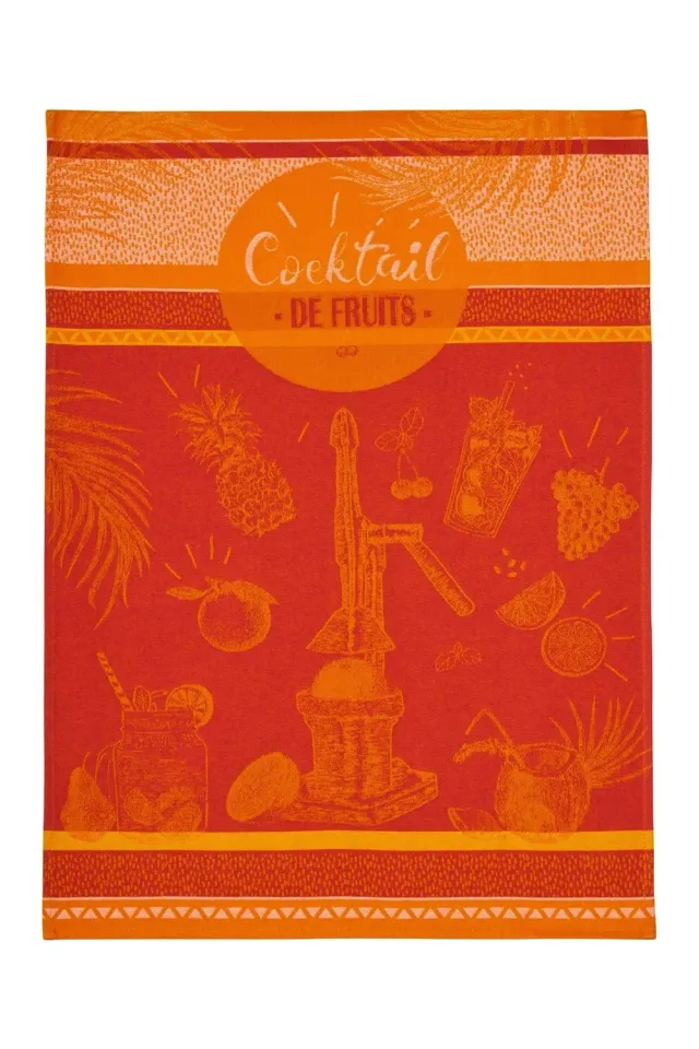 Coucke Fruit Cocktail viskestykke 50x75 cm orange bomuld