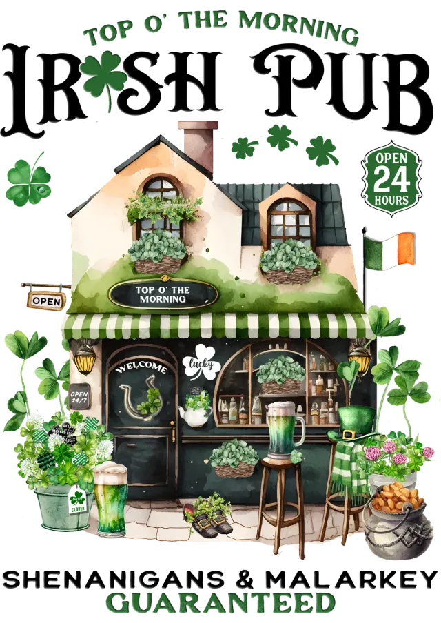 Avery Lane Gifts St Patricks Pub T-shirt grøn bomuld
