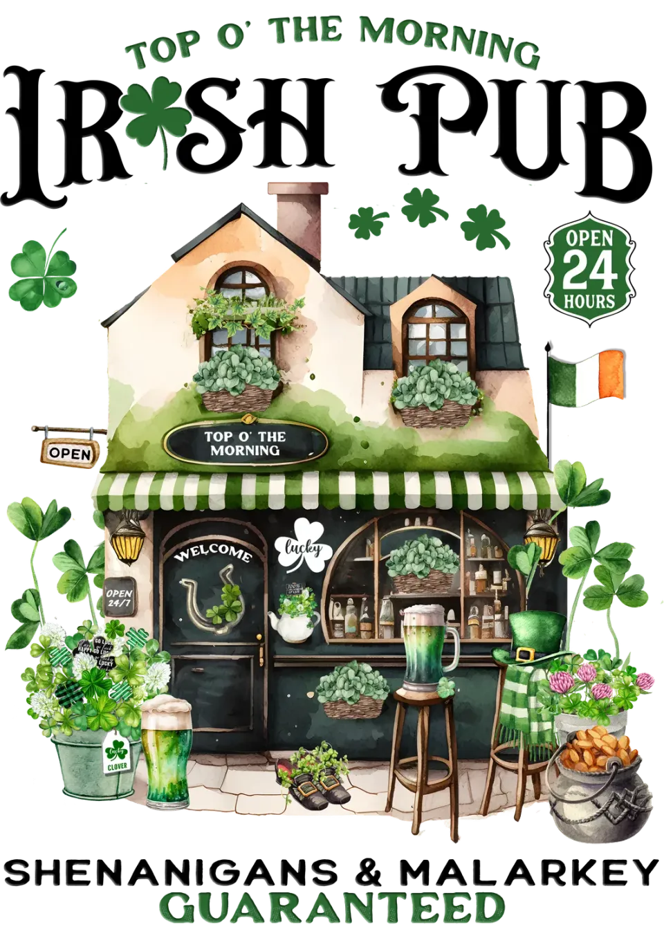 Avery Lane Gifts St Patricks Pub T-shirt grøn bomuld