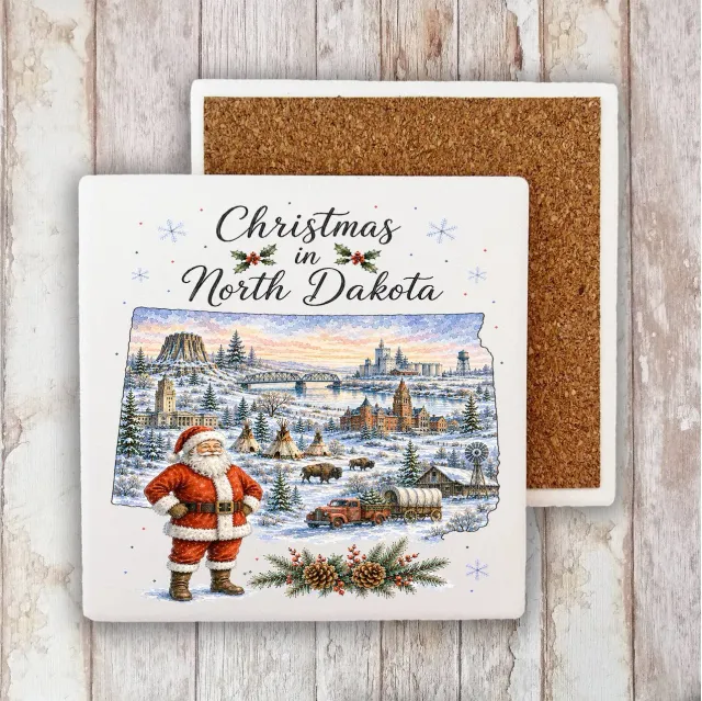 Avery Lane Gifts Christmas North Dakota bordskåner 10x10 cm