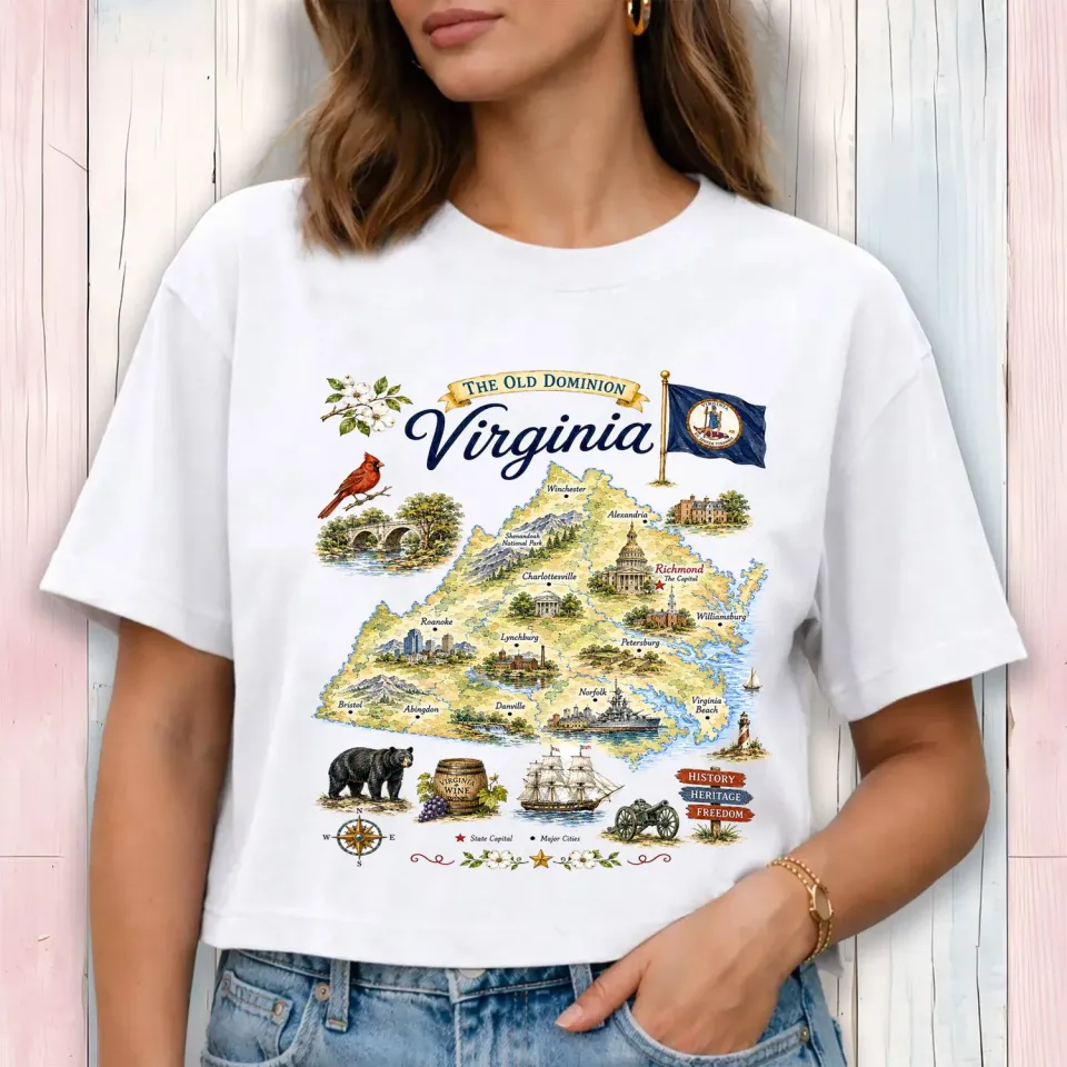 Avery Lane Gifts Virginia Map cropped t-shirt hvid