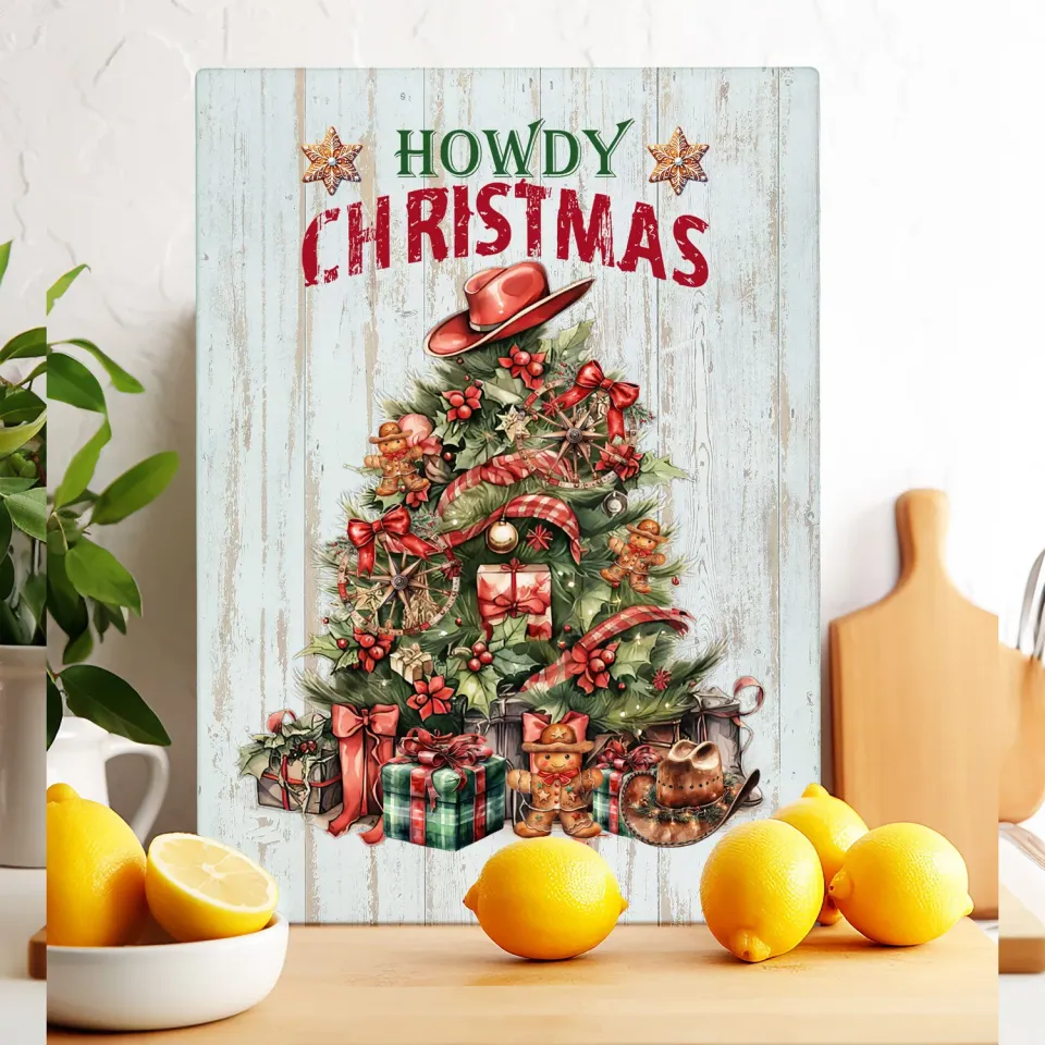 Avery Lane Gifts Howdy Christmas skærebræt glas 20x28 cm