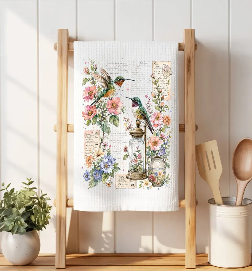 Avery Lane Gifts kolibri viskestykke vaffel 41x36 cm