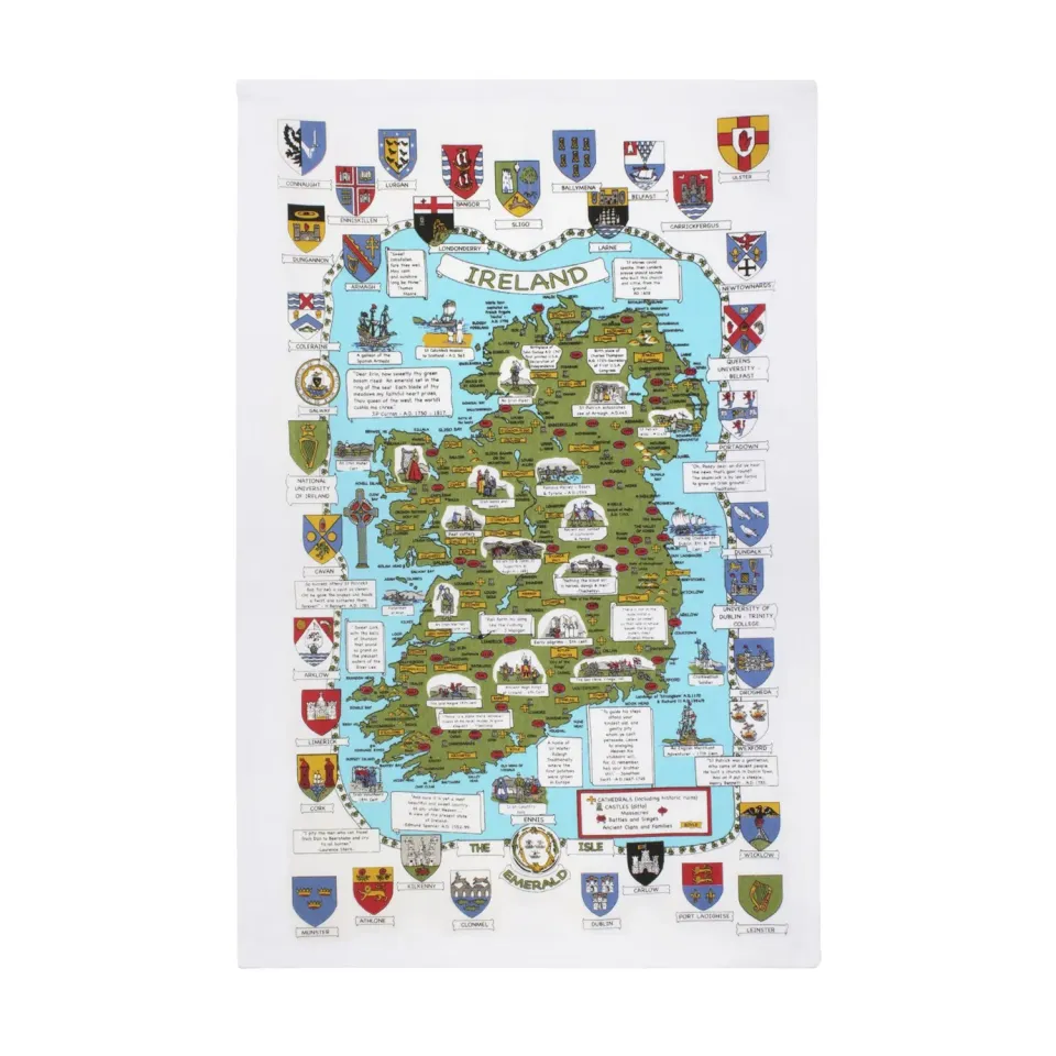 Ulster Weavers Map & Crests viskestykke grøn bomuld