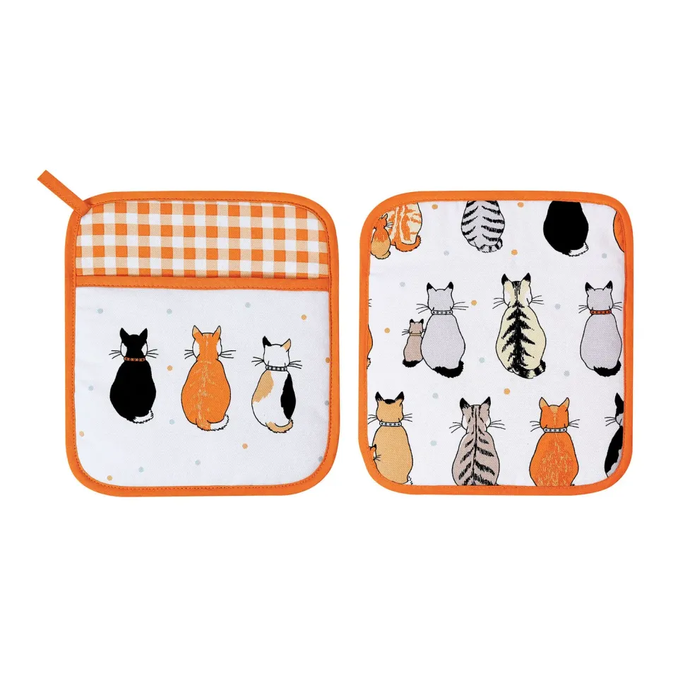 Ulster Weavers Cats in Waiting grydelap orange bomuld