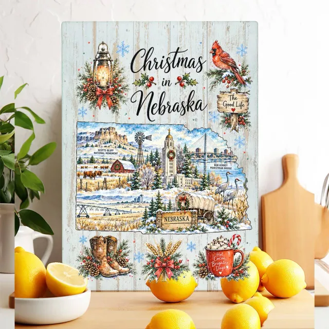 Avery Lane Gifts Christmas in Nebraska skærebræt glas