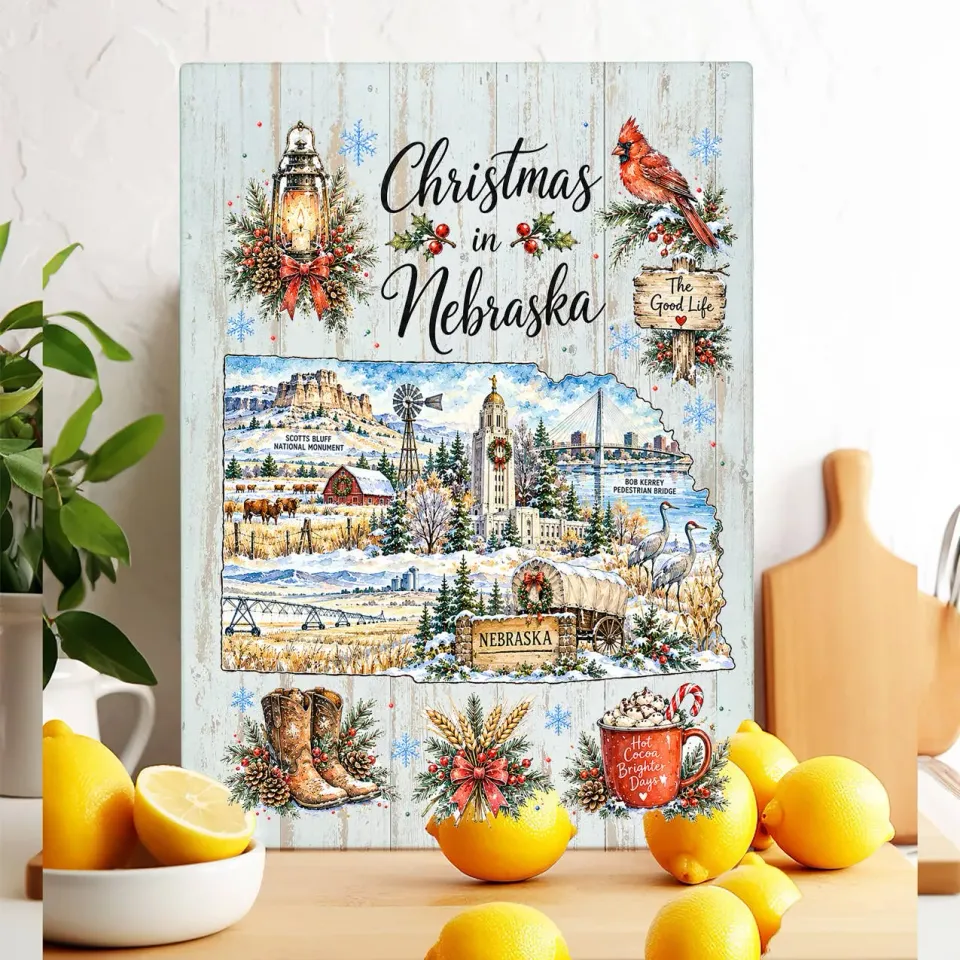 Avery Lane Gifts Christmas in Nebraska skærebræt glas
