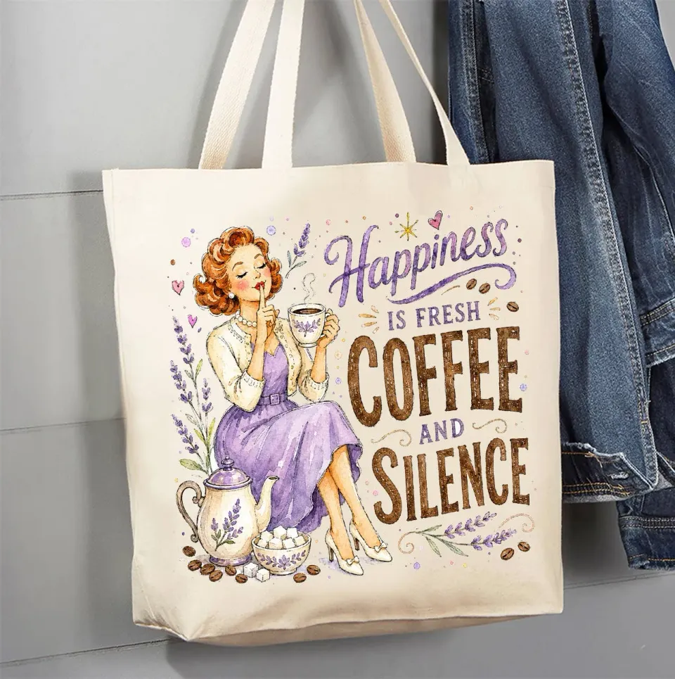 Avery Lane Gifts Housewives Coffee and Silence mulepose bomuld 41x38 cm