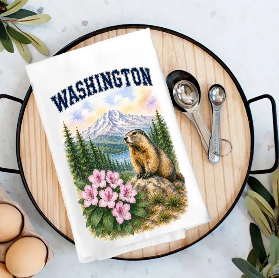 Avery Lane Gifts Washington State Bird and Animal viskestykke bomuld