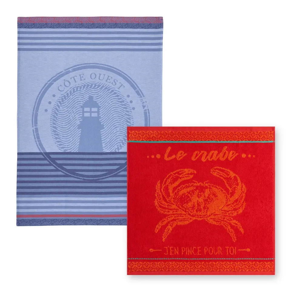 Coucke West Coast + Red Crab sæt blå/rød bomuld 2 dele