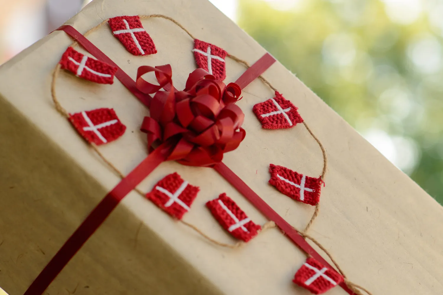 Solwang flagguirlande danske flag 10 stk bomuld