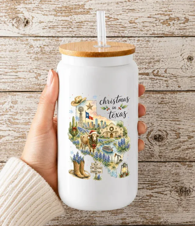 Avery Lane Gifts Christmas in Texas drikkeglas 47 cl med låg