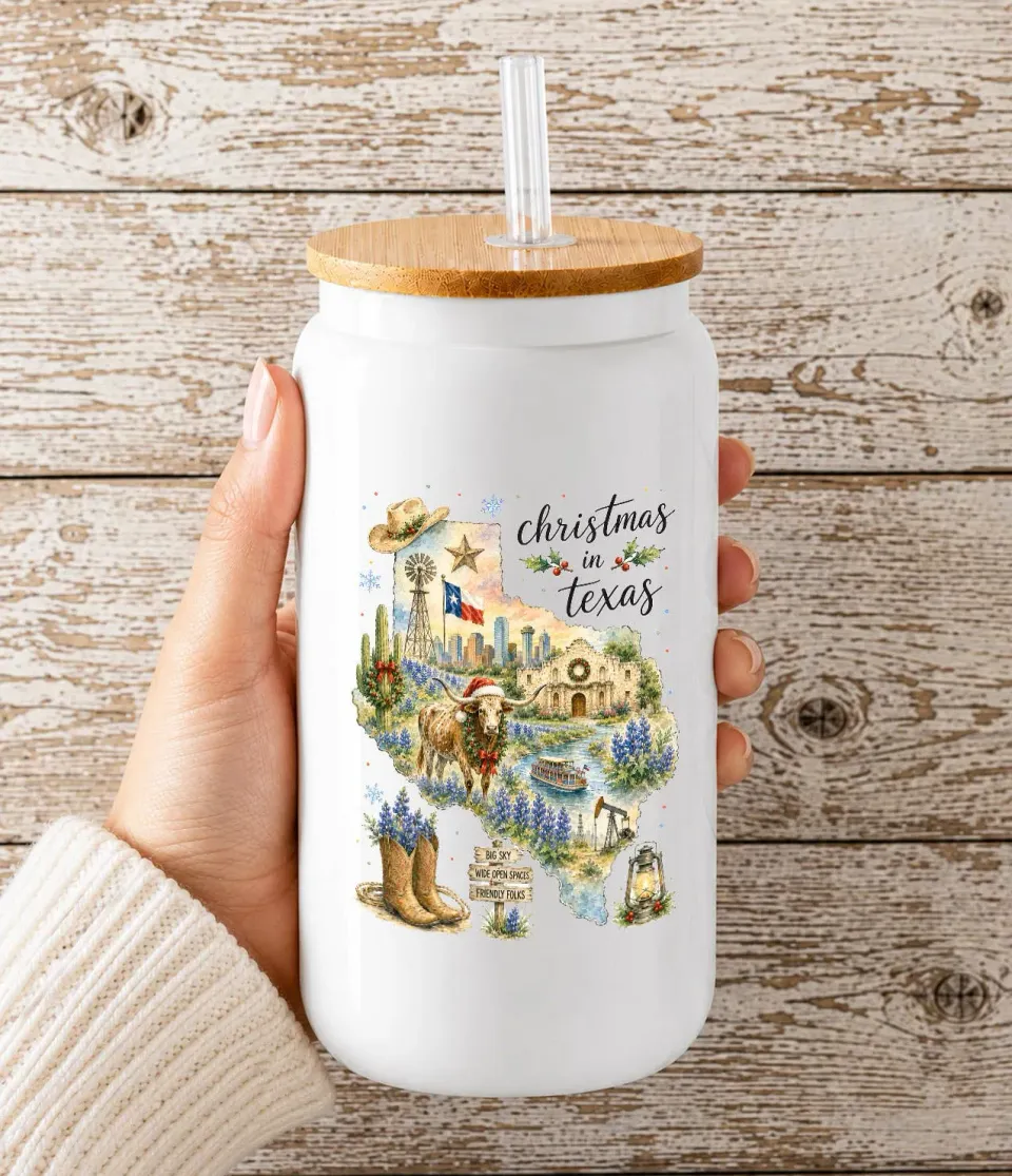 Avery Lane Gifts Christmas in Texas drikkeglas 47 cl med låg
