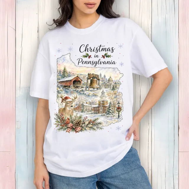 Avery Lane Gifts Christmas Pennsylvania t-shirt hvid bomuld