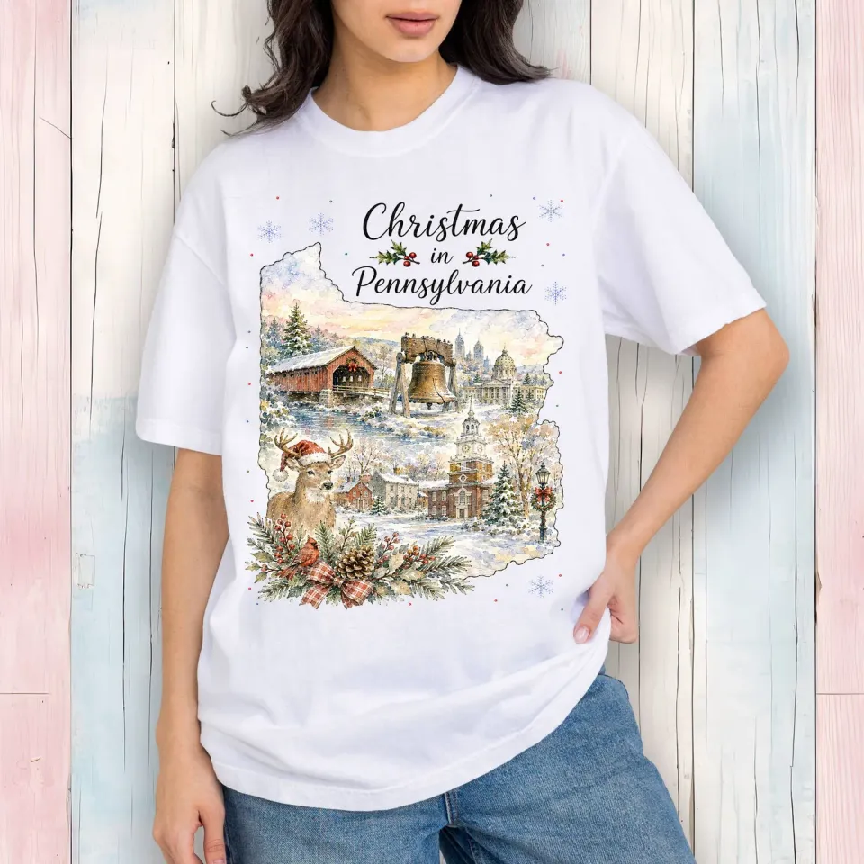 Avery Lane Gifts Christmas Pennsylvania t-shirt hvid bomuld