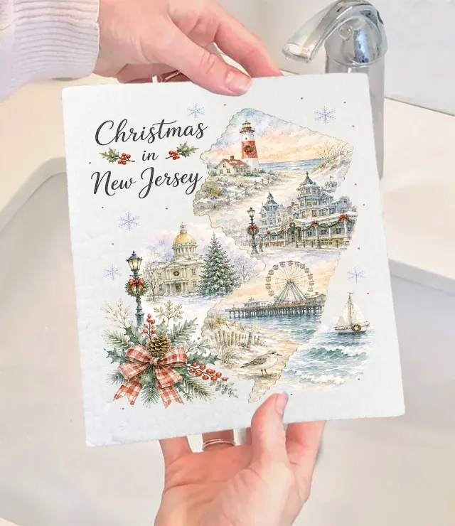 Avery Lane Gifts Christmas in New Jersey State Map karklud 17x20 cm komposterbar