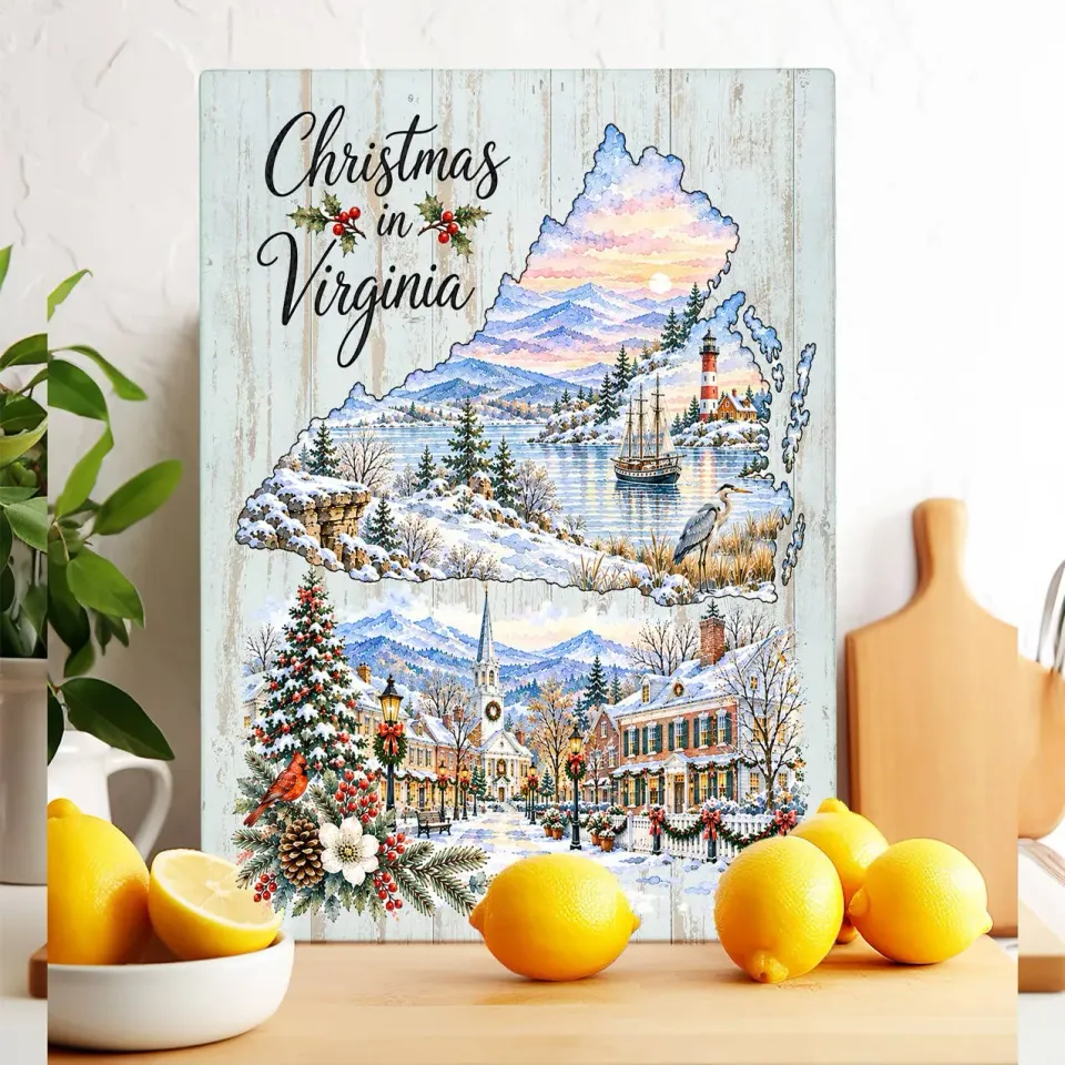 Avery Lane Gifts Christmas in Virginia skærebræt glas 28x38 cm