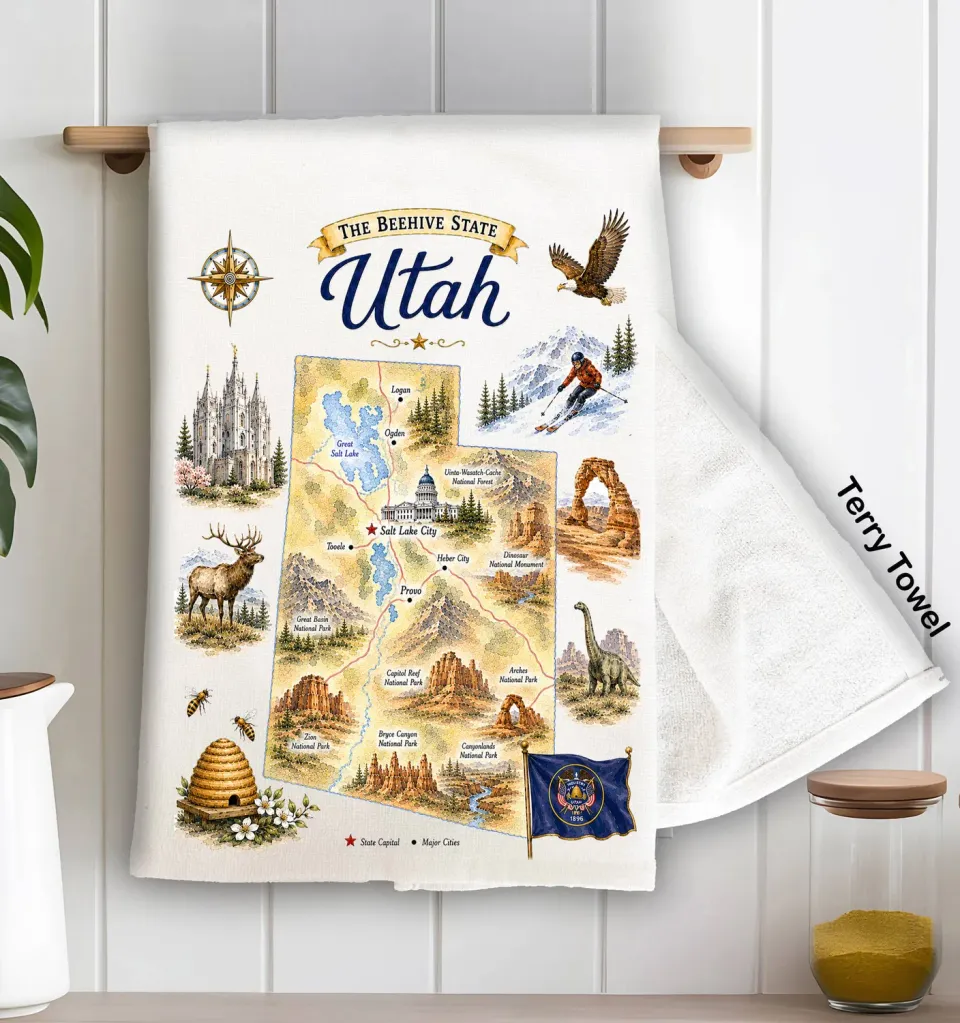 Avery Lane Gifts Utah Kort Viskestykke terry bomuld 71x46