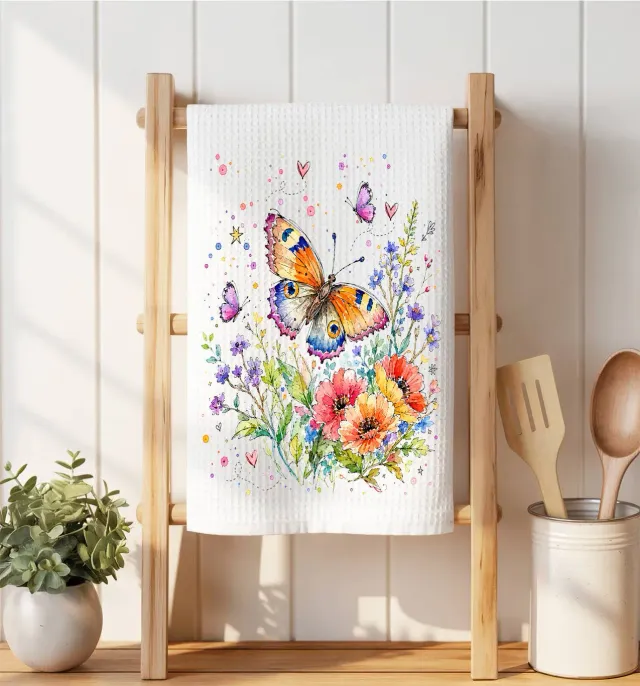 Avery Lane Gifts Whimsical Butterflies Flowers viskestykke sugende