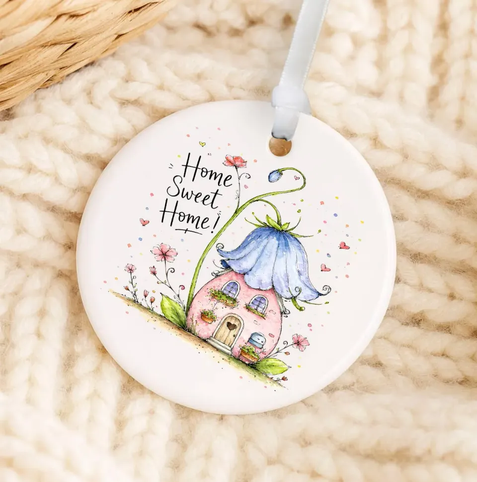 Avery Lane Gifts Home Sweet Home House Flowers julepynt porcelæn