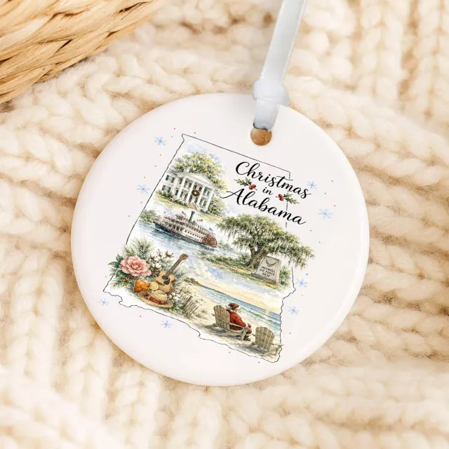 Avery Lane Gifts Christmas in Alabama julepynt 8 cm porcelæn