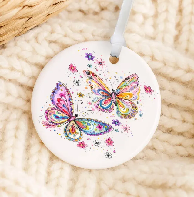 Avery Lane Gifts Whimsical Butterflies julepynt porcelæn 7,6 cm
