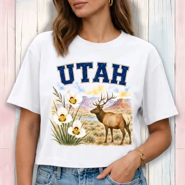 Avery Lane Gifts Utah Bird cropped t-shirt hvid bomuld
