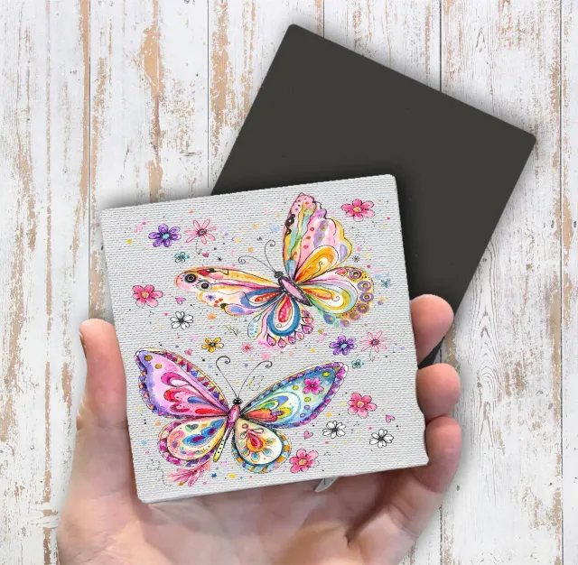Avery Lane Gifts Butterflies køleskabsmagnet 10x10 cm farverig