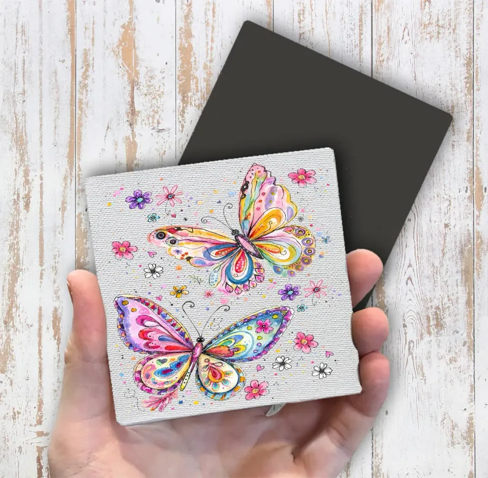 Avery Lane Gifts Butterflies køleskabsmagnet 10x10 cm farverig