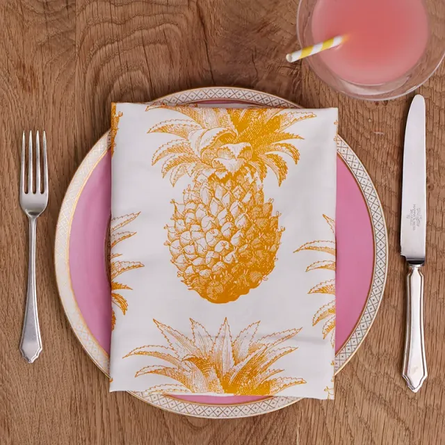 Thornback & Peel Pineapple stofserviet gul 45x45 bomuld