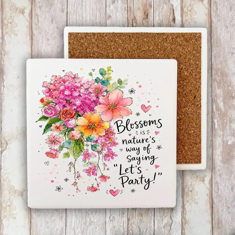 Avery Lane Gifts Lets Party Flowers bordskåner sten 10x10 cm