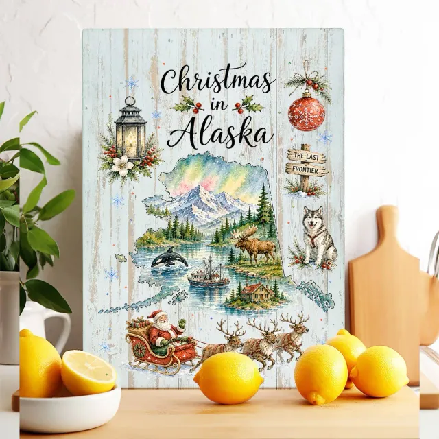 Avery Lane Gifts Alaska skærebræt glas julemotiv