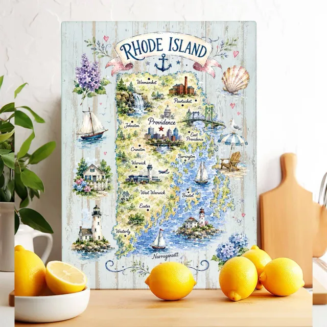 Avery Lane Gifts Rhode Island skærebræt glas 27x38 cm