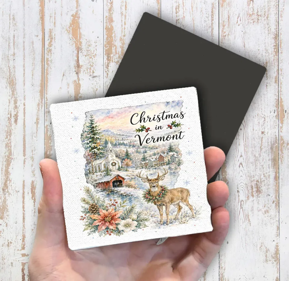 Avery Lane Gifts Christmas Vermont køleskabsmagnet 10x10 cm