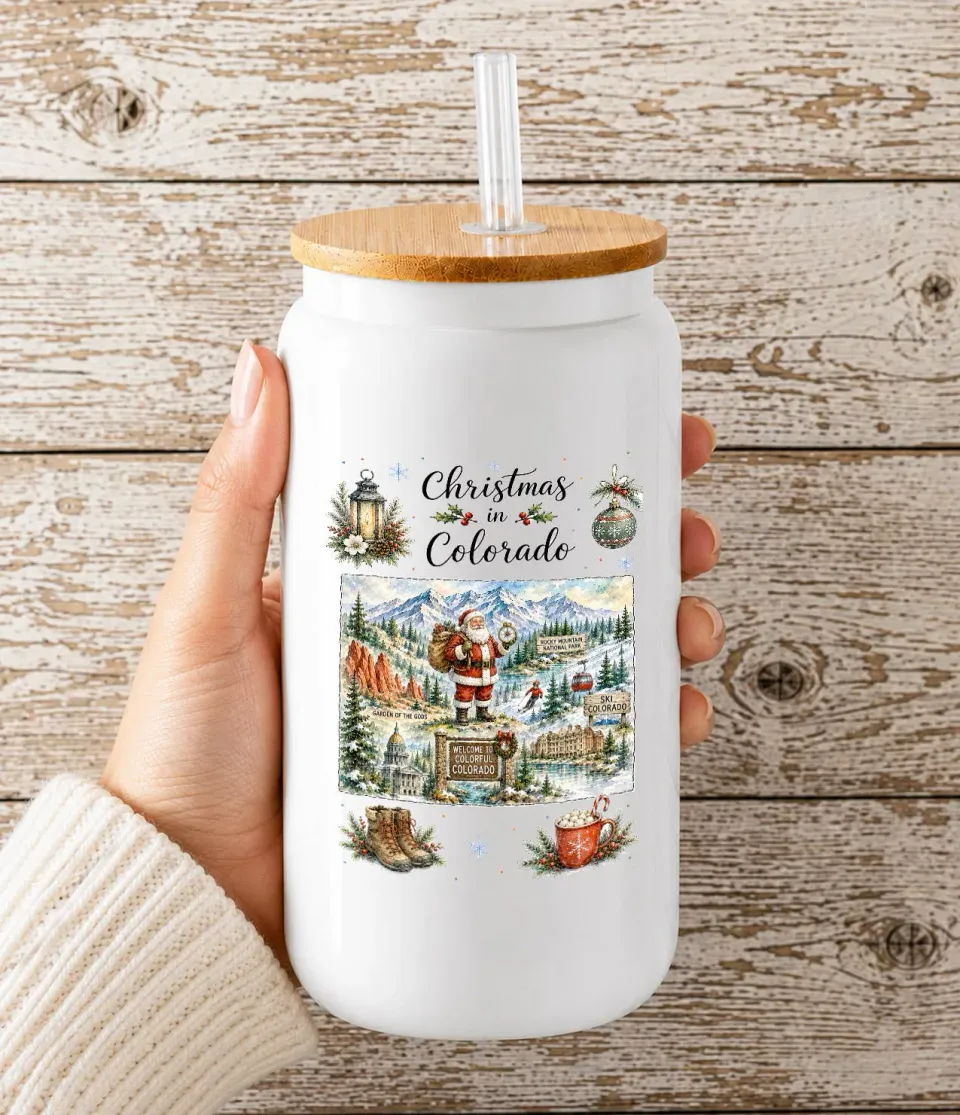 Avery Lane Gifts Christmas in Colorado glaskop hvid 47 cl