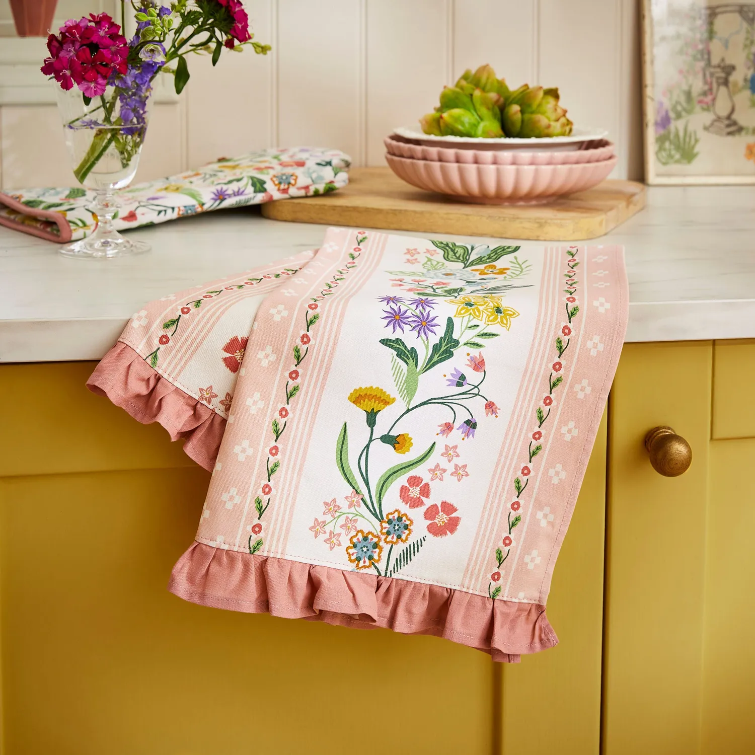 Ulster Weavers Petals & Prose viskestykke pink bomuld