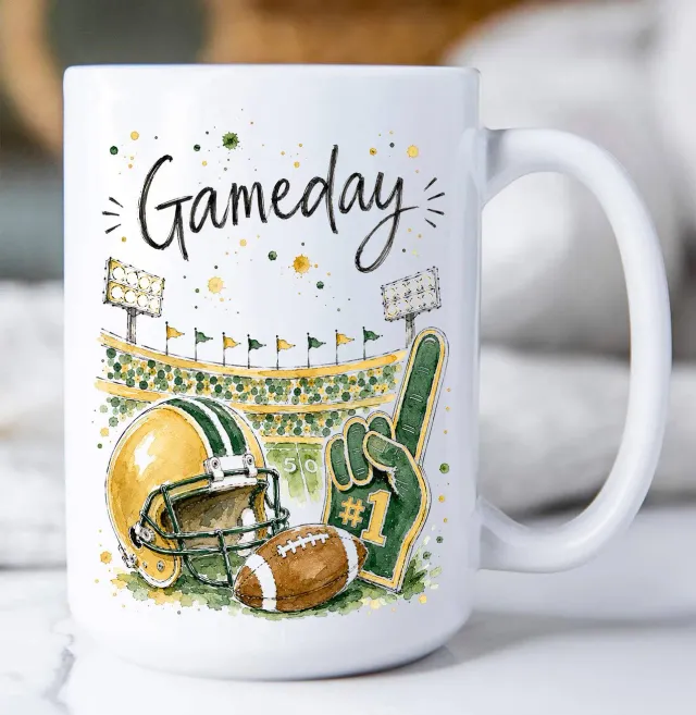 Avery Lane Gifts Gameday Football krus guld-grøn 443 ml