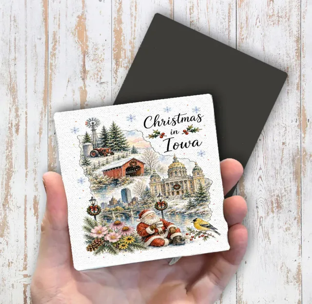 Avery Lane Gifts Iowa magnet lærred 10x10 cm julekort