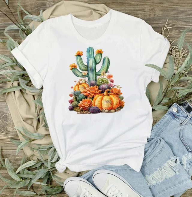 Avery Lane Gifts Saratoga Cactus Flowers T-shirt hvid bomuld