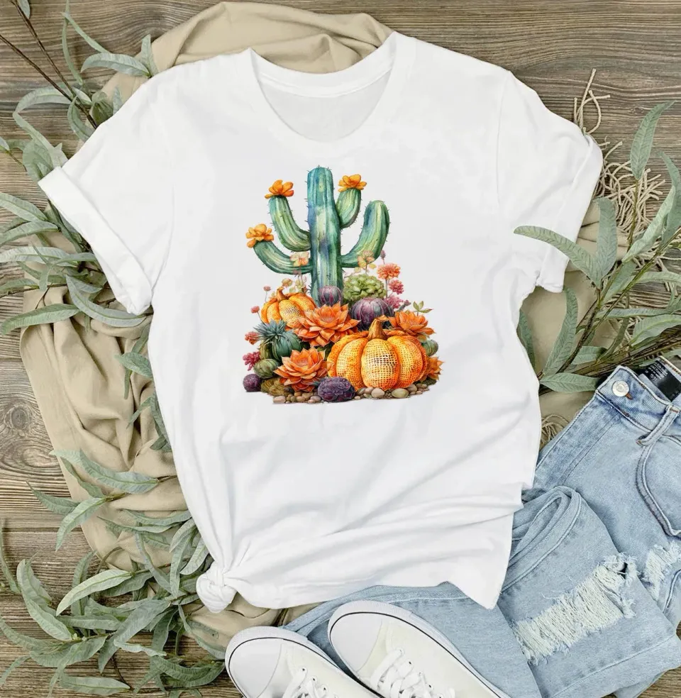 Avery Lane Gifts Saratoga Cactus Flowers T-shirt hvid bomuld