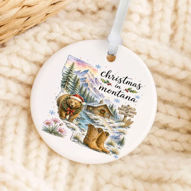 Avery Lane Gifts Christmas in Montana juleornament porcelæn 7,6 cm