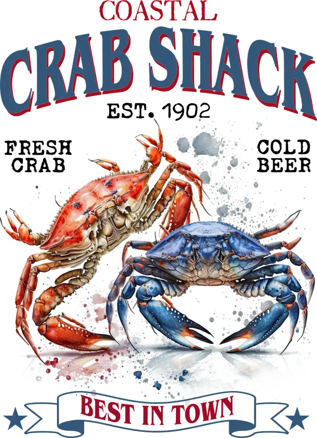 Avery Lane Gifts Coastal Beach Crab Shack viskestykke blå